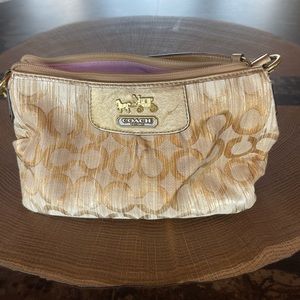 Coach gold signature C monogram shoulder handbag